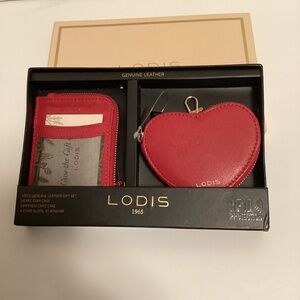 Lodis Heart shaped coin purse and card case, leather
